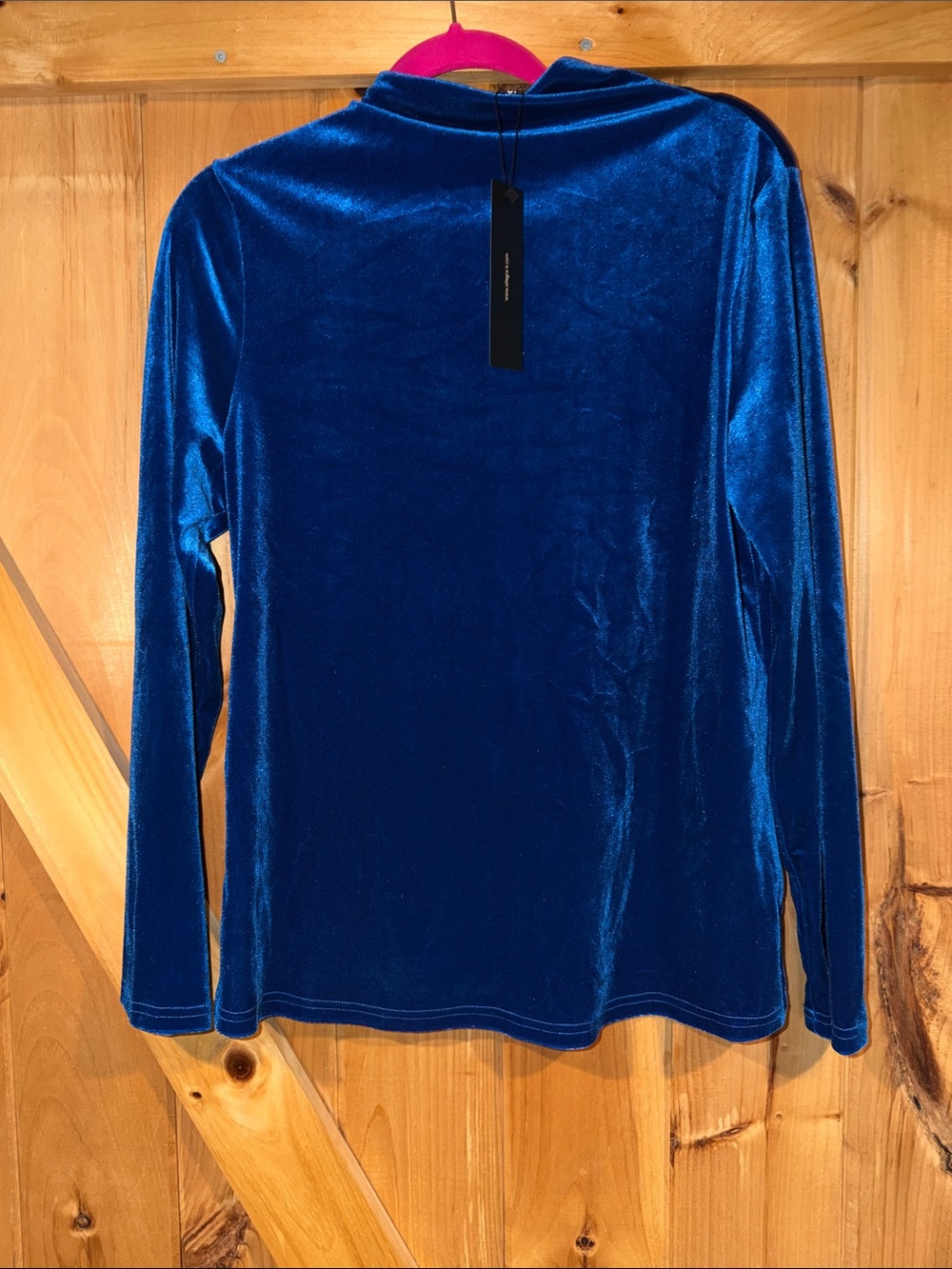 Allegra K Royal Blue Velvet Long-Sleeve Top